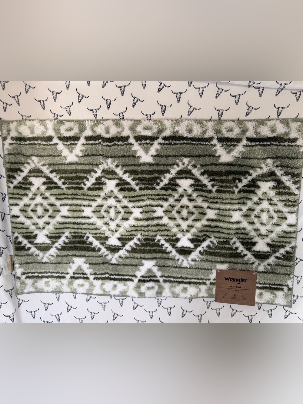 Wrangler Olive and White Aztec Door Mat